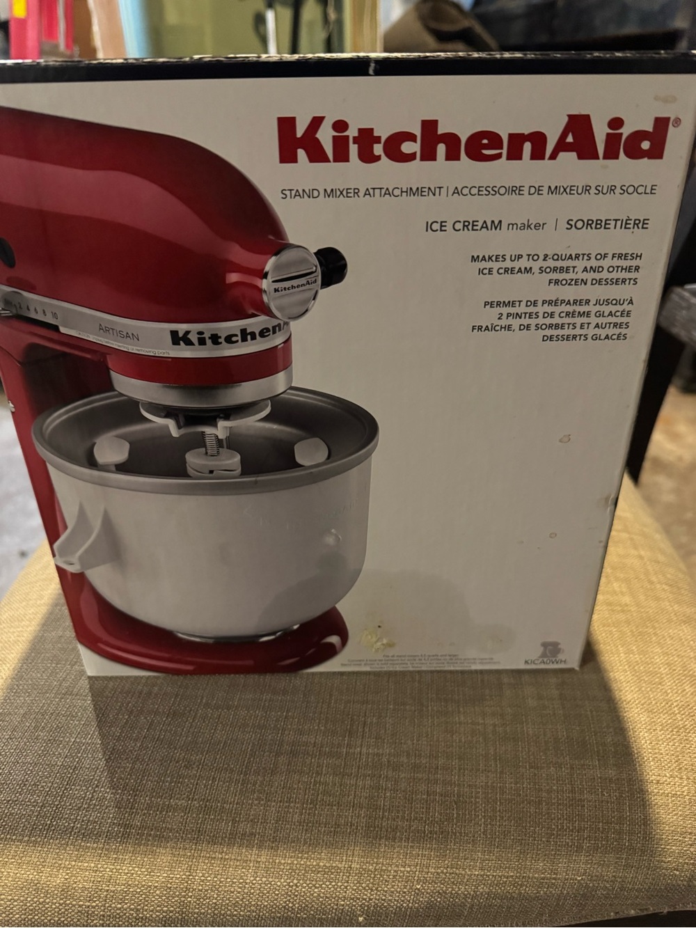 KitchenAid Red Stand Mixer Ice Cream Maker Attachment